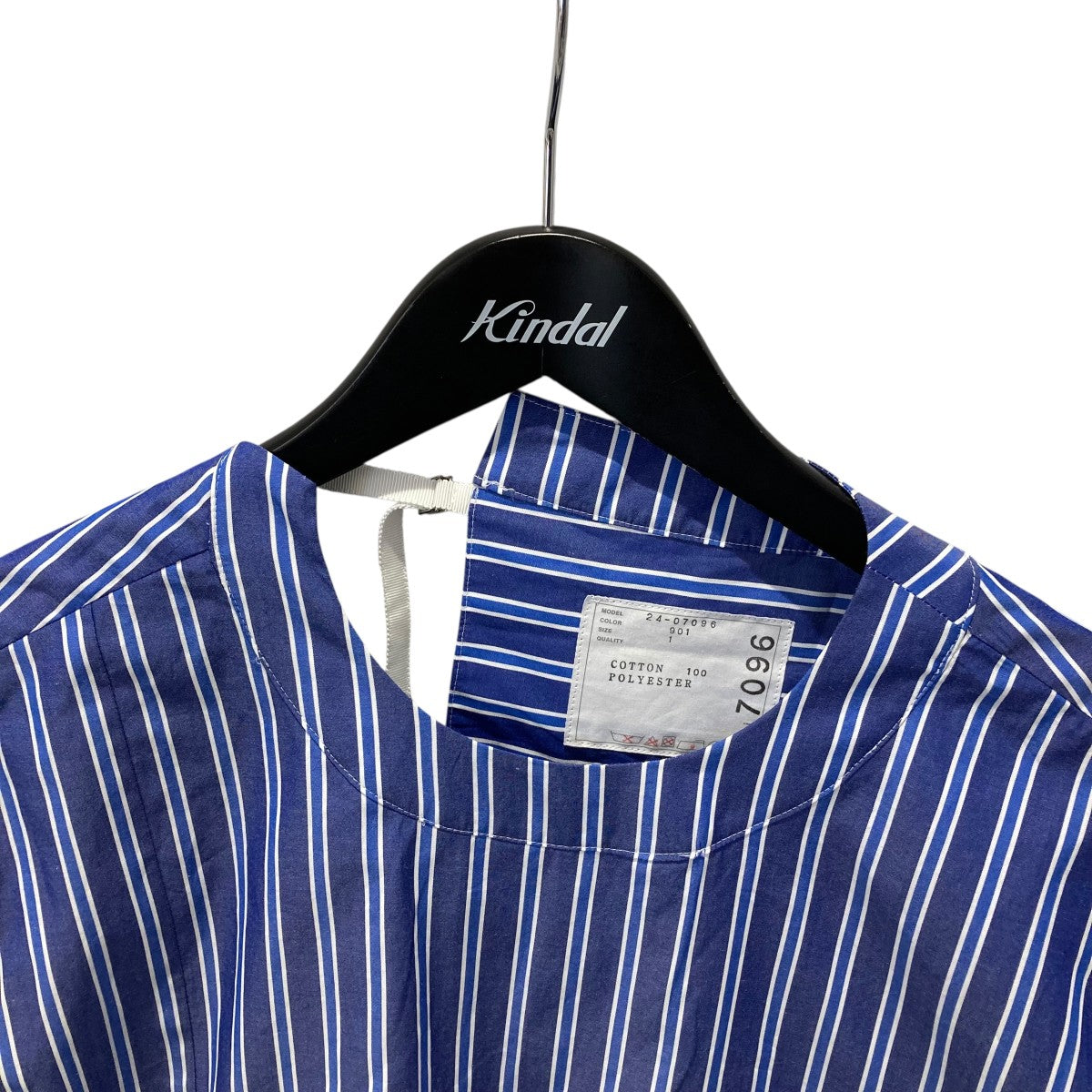 64908　PLEATSPLEASE　ストライプ　半袖カットソー sacai(サカイ) ストライプ半袖ブラウス24-07096 24-07096 ブルー