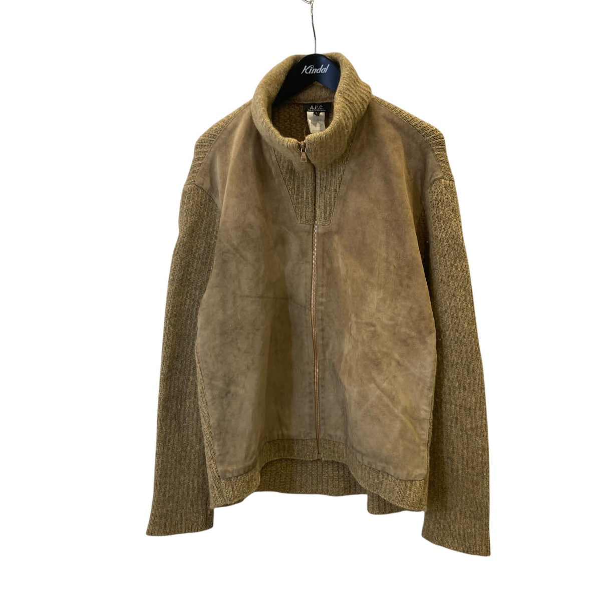 スエード切替ハイネックジップニットニットジャケット