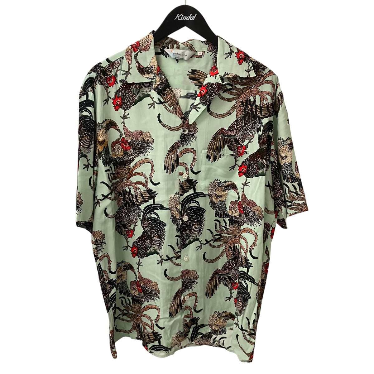 NIPOALOHA SHORT SLEEVE ALOHA SHIRT 伊藤若冲 群鶏アロハシャツ 古着・中古-1枚目のアイテム画像