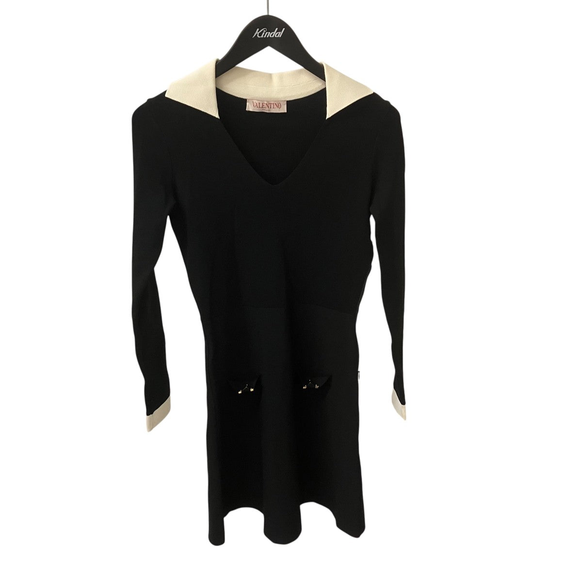 VALENTINO V金具 襟付き 半袖ワンピース0000023571 古着・中古-1枚目のアイテム画像