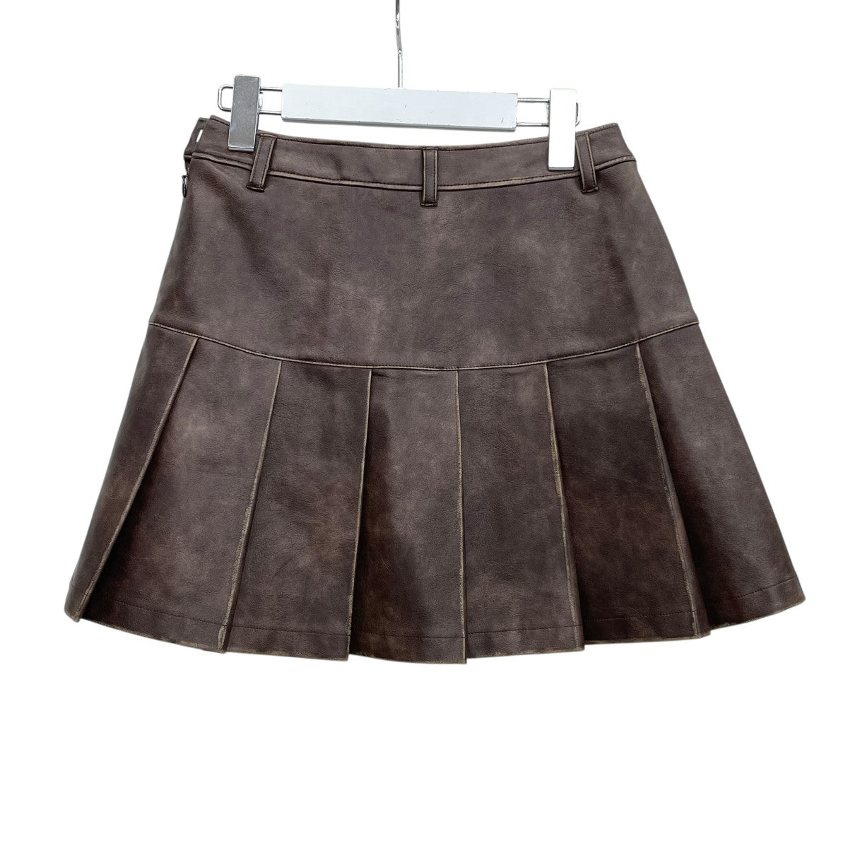 フェイクレザー プリーツミニスカート61-27-1371-370