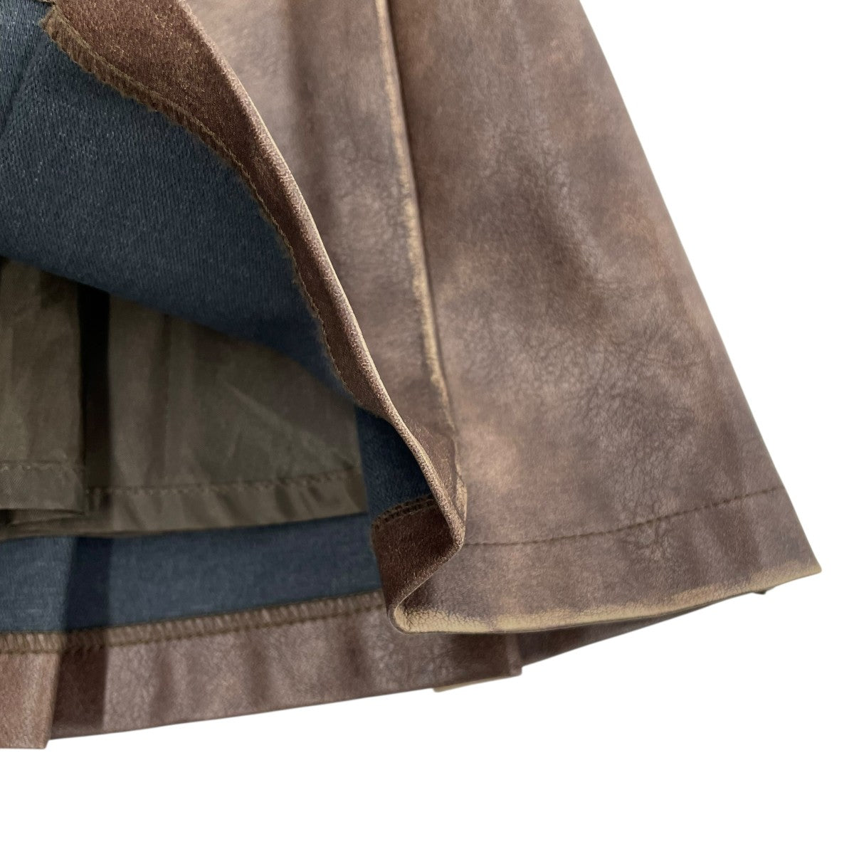 フェイクレザー プリーツミニスカート61-27-1371-370