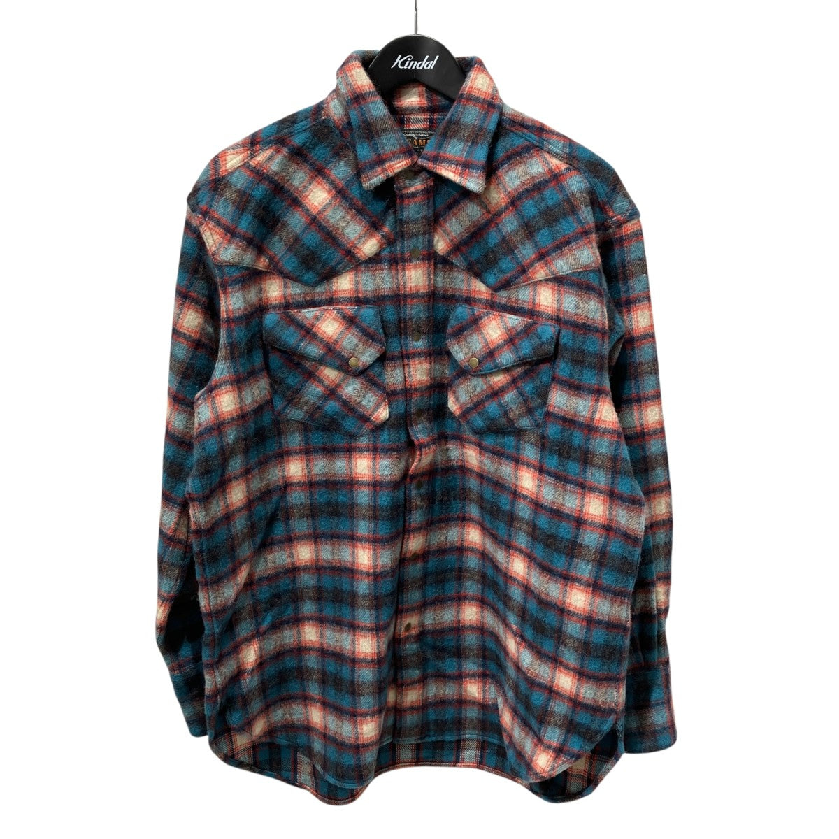 BEAMS PLUS Western Shirt Wool Alpaca Plaid Shaggyウエスタンシャツジャケット38-11-0904-791 古着・中古-1枚目のアイテム画像
