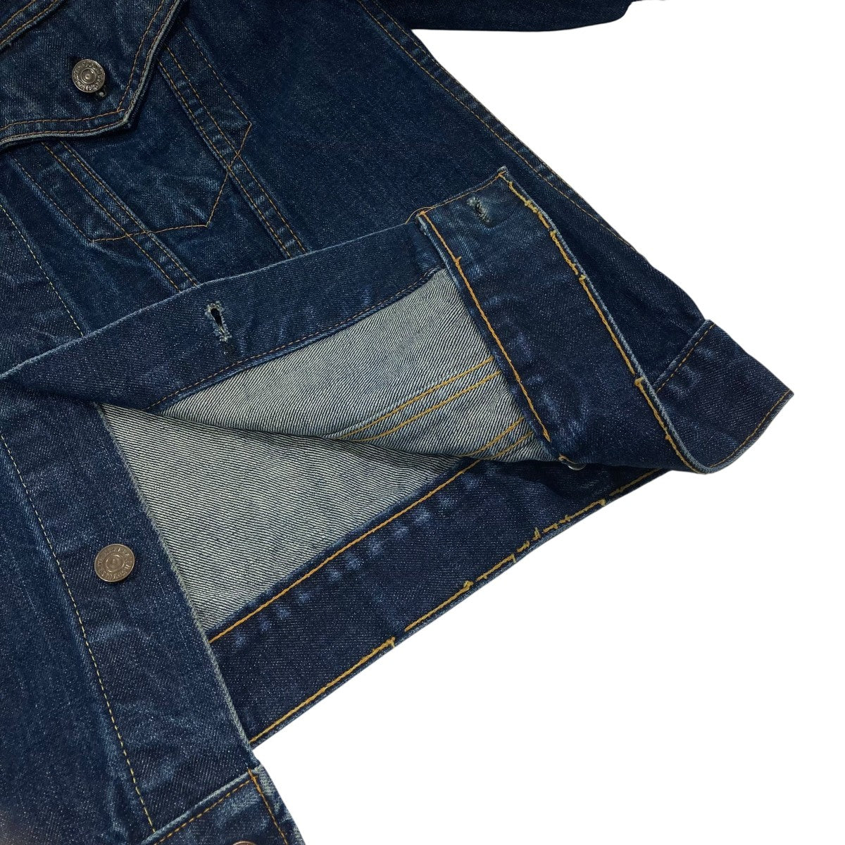 LEVI’S 70s 70505 BIGE ボタン裏525 イエローステッチ混デニムジャケット 古着・中古-5枚目のアイテム画像