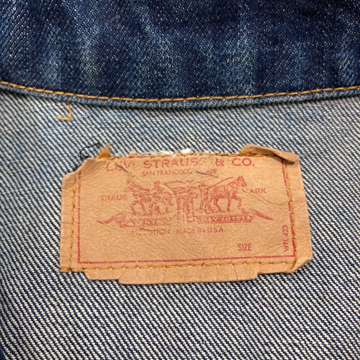 LEVI’S 70s 70505 BIGE ボタン裏525 イエローステッチ混デニムジャケット 古着・中古-7枚目のアイテム画像