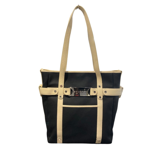 BVLGARI トートバッグ 肩掛け A4可 サークルロゴ シルバー金具中古品 BVLGARI トートバッグ 肩掛け A4可 サークルロゴ シルバー金具中古品