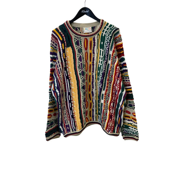 90s クージー COOGI 3Dニット 柄ニット 美品 ベージュ レトロ M Coogi(クージー) 90s ヴィンテージ 3Dニットセーター ベージュ×マルチ
