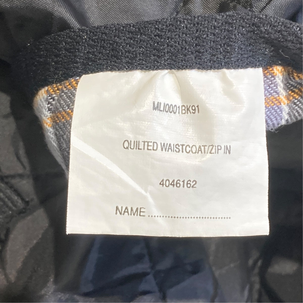 QUILTED WAISTCOAT ZIP-IN LINER中綿ベストMLI0001BK91