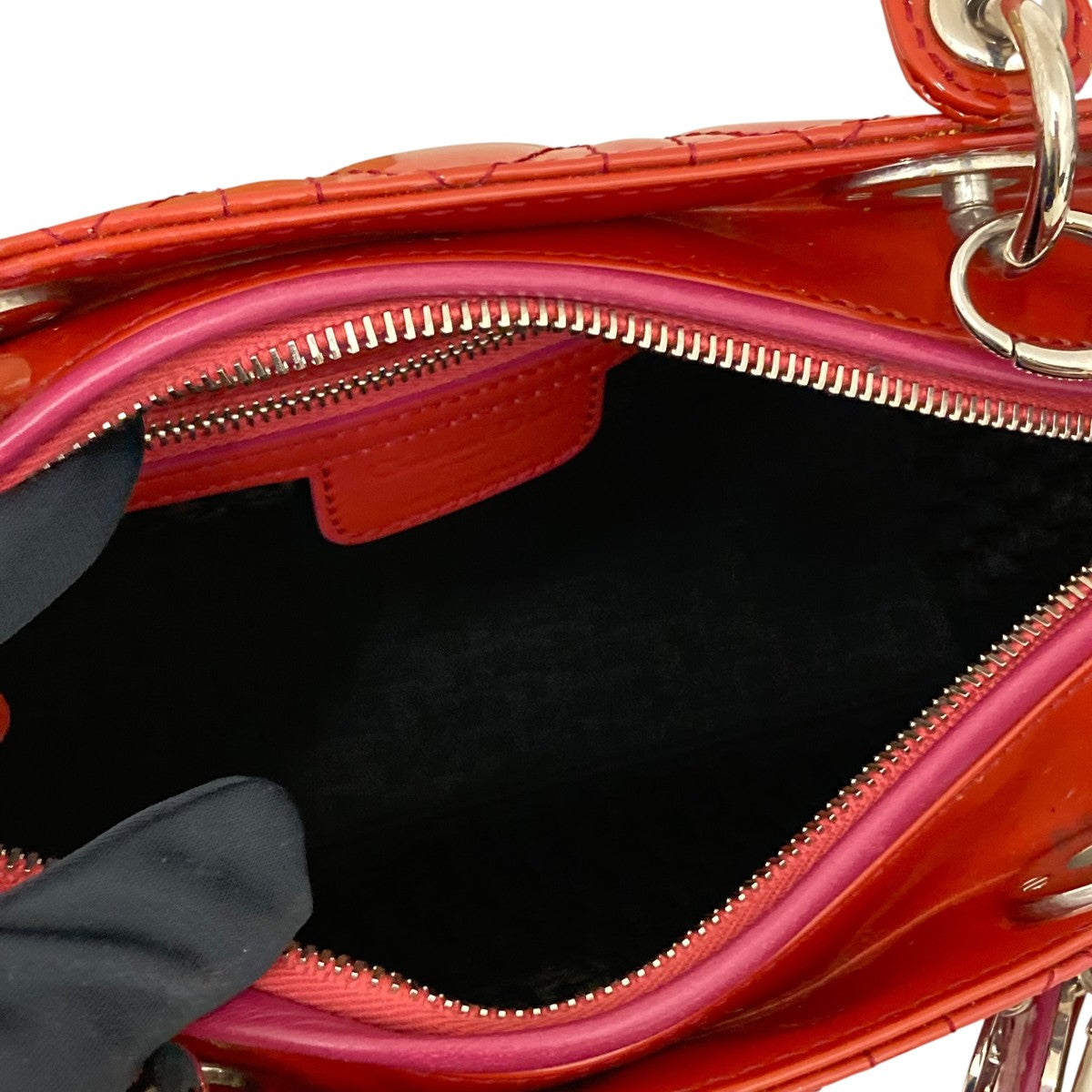 Patent Cannage Medium Lady Diorハンドバッグ