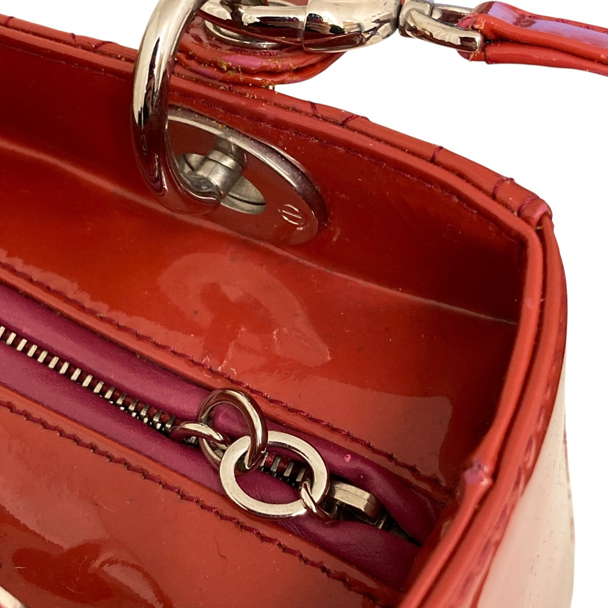 Patent Cannage Medium Lady Diorハンドバッグ