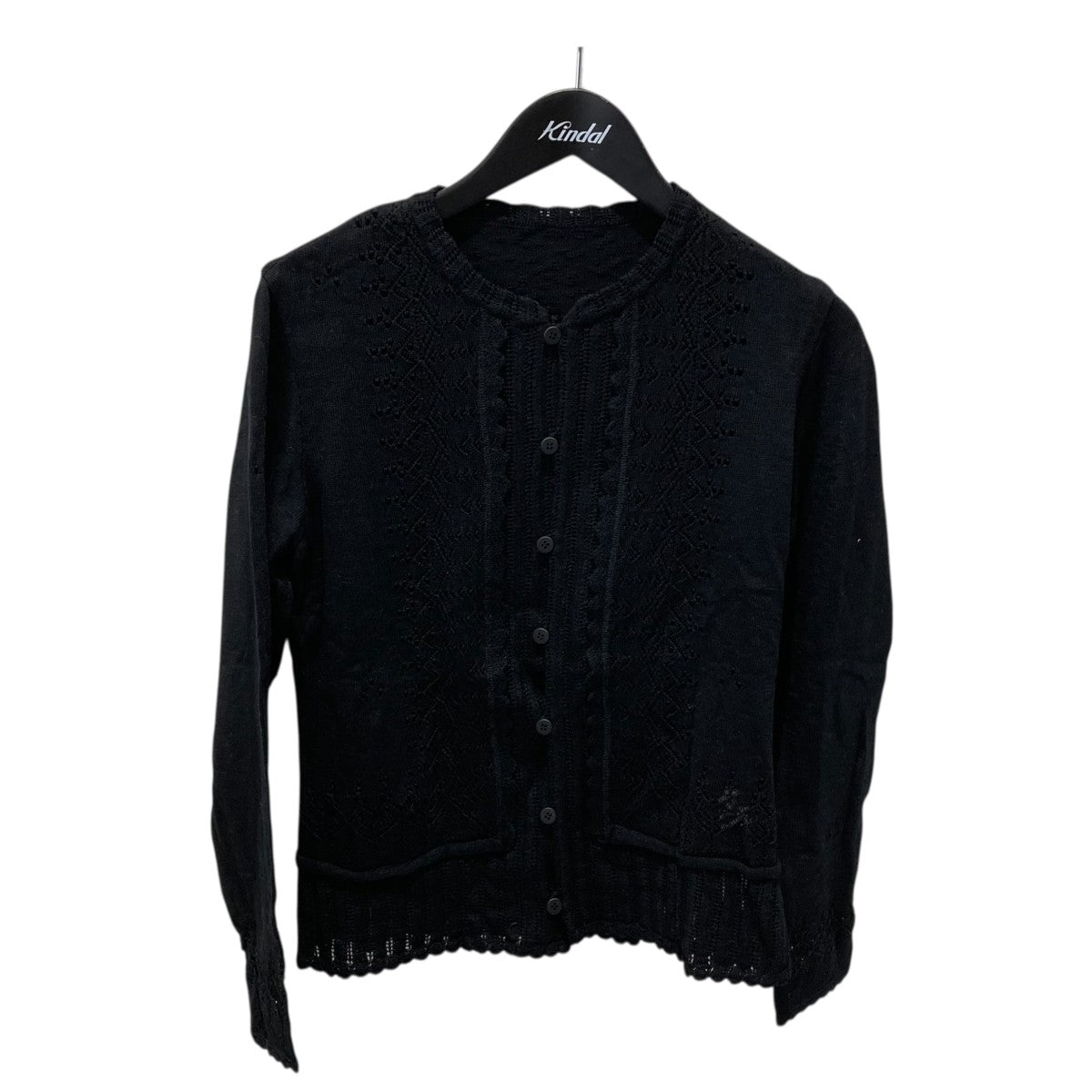 Haat ISSEY MIYAKE フリルレースクルーネックニットカーディガンカーディガンHA41KJ193 古着・中古-1枚目のアイテム画像