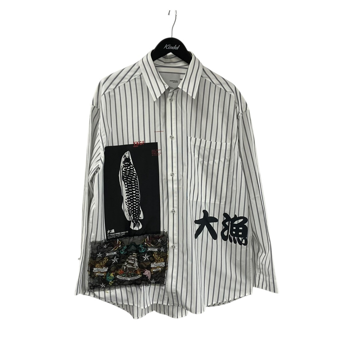 yoshio kubo YKS20214 BIG-CATCH FLAG 襟袖汚れストライプシャツ 古着・中古-1枚目のアイテム画像