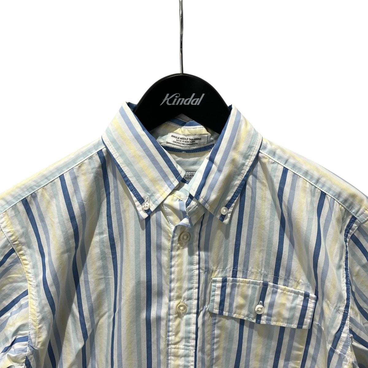 Engineered Garments Popover BD Shirt ストライプ半袖シャツ 古着・中古-3枚目のアイテム画像
