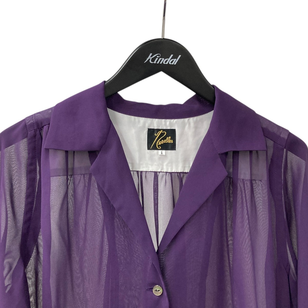 Needles IN139 Gathered Blouse Poly Chiffonシアーシャツ 古着・中古-3枚目のアイテム画像