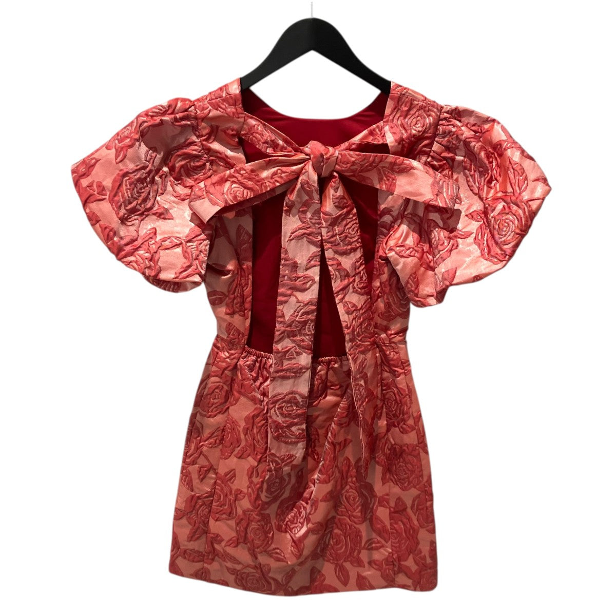 Sister Jane JACQUARD COCKTAIL MINI DRESS ミニワンピース花柄半袖ワンピース29SJ03DR2039RED 古着・中古-2枚目のアイテム画像