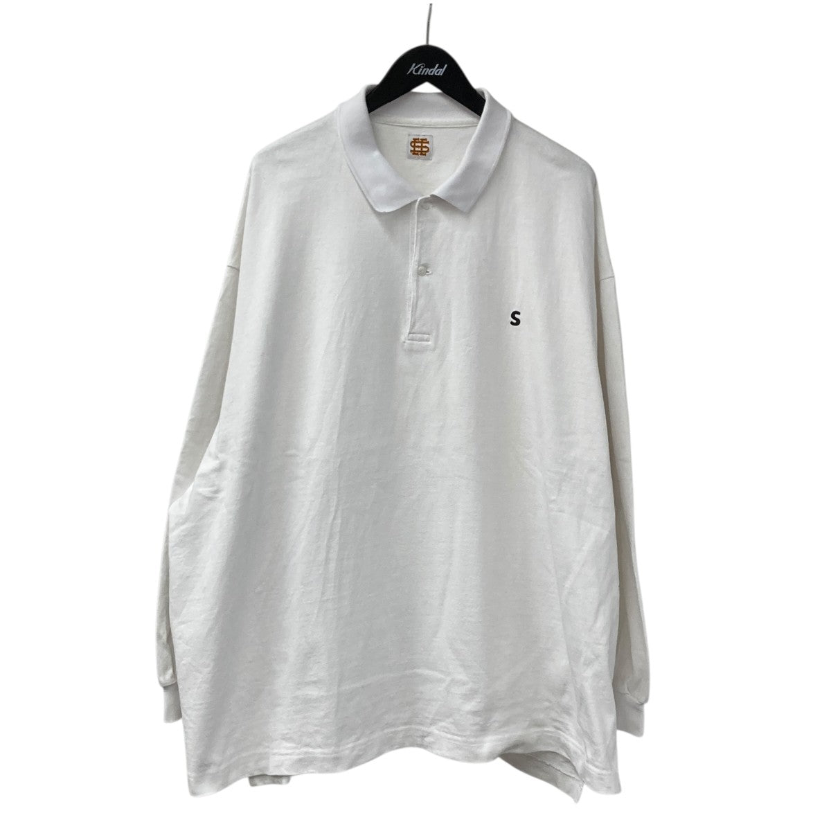 SEESEE BIG LS POLO WHITE長袖ポロシャツ 古着・中古-1枚目のアイテム画像