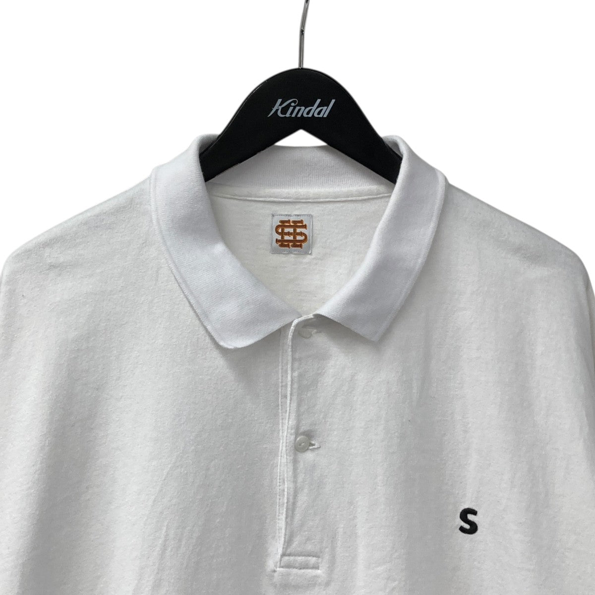 SEESEE BIG LS POLO WHITE長袖ポロシャツ 古着・中古-3枚目のアイテム画像