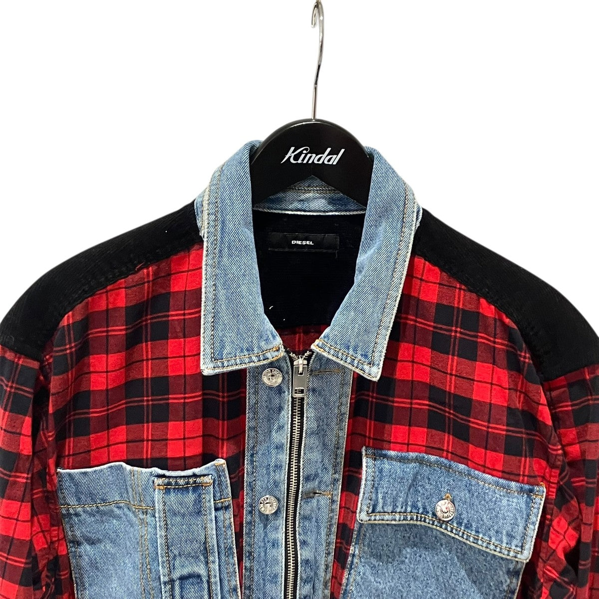 DIESEL A01830-S SERVIN チェック デニム コーデュロイシャツジャケット 古着・中古-3枚目のアイテム画像