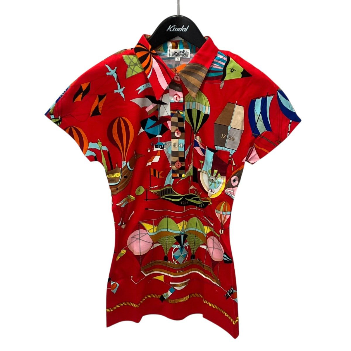 HERMES LES FOLIES DU CIEL 大空の狂気ポロシャツ 古着・中古-1枚目のアイテム画像