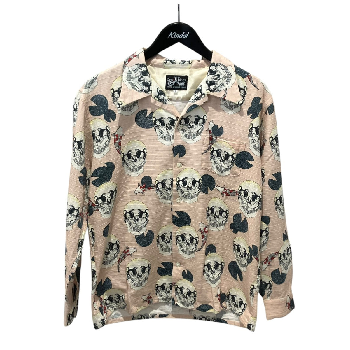 DRESS HIPPY×SUZANI FACE TWO SKULLオープンカラーシャツ 古着・中古-1枚目のアイテム画像