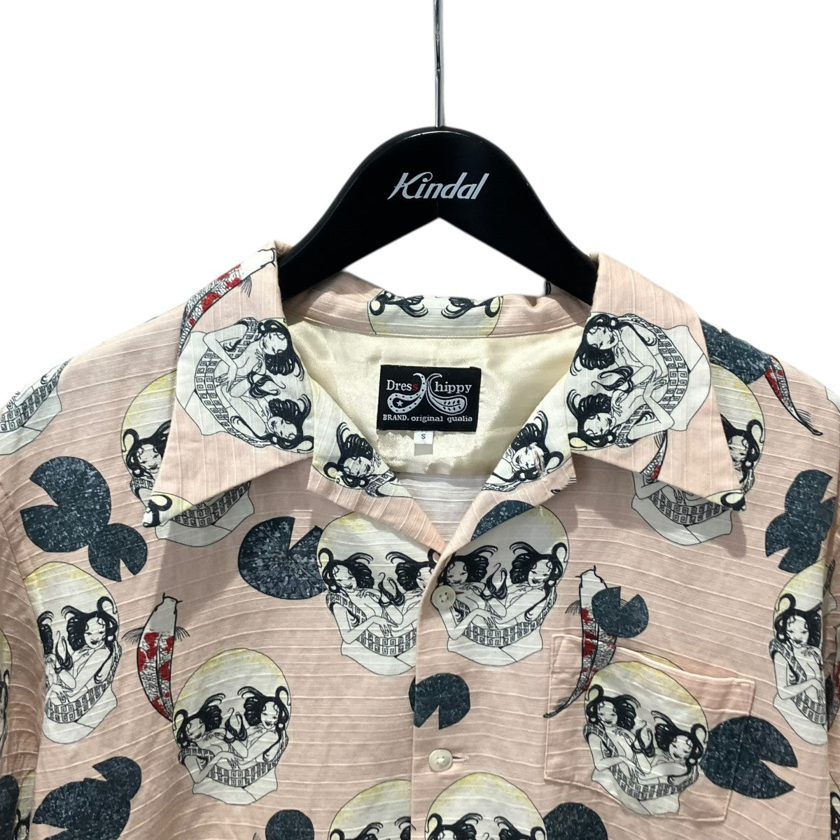 DRESS HIPPY×SUZANI FACE TWO SKULLオープンカラーシャツ 古着・中古-3枚目のアイテム画像