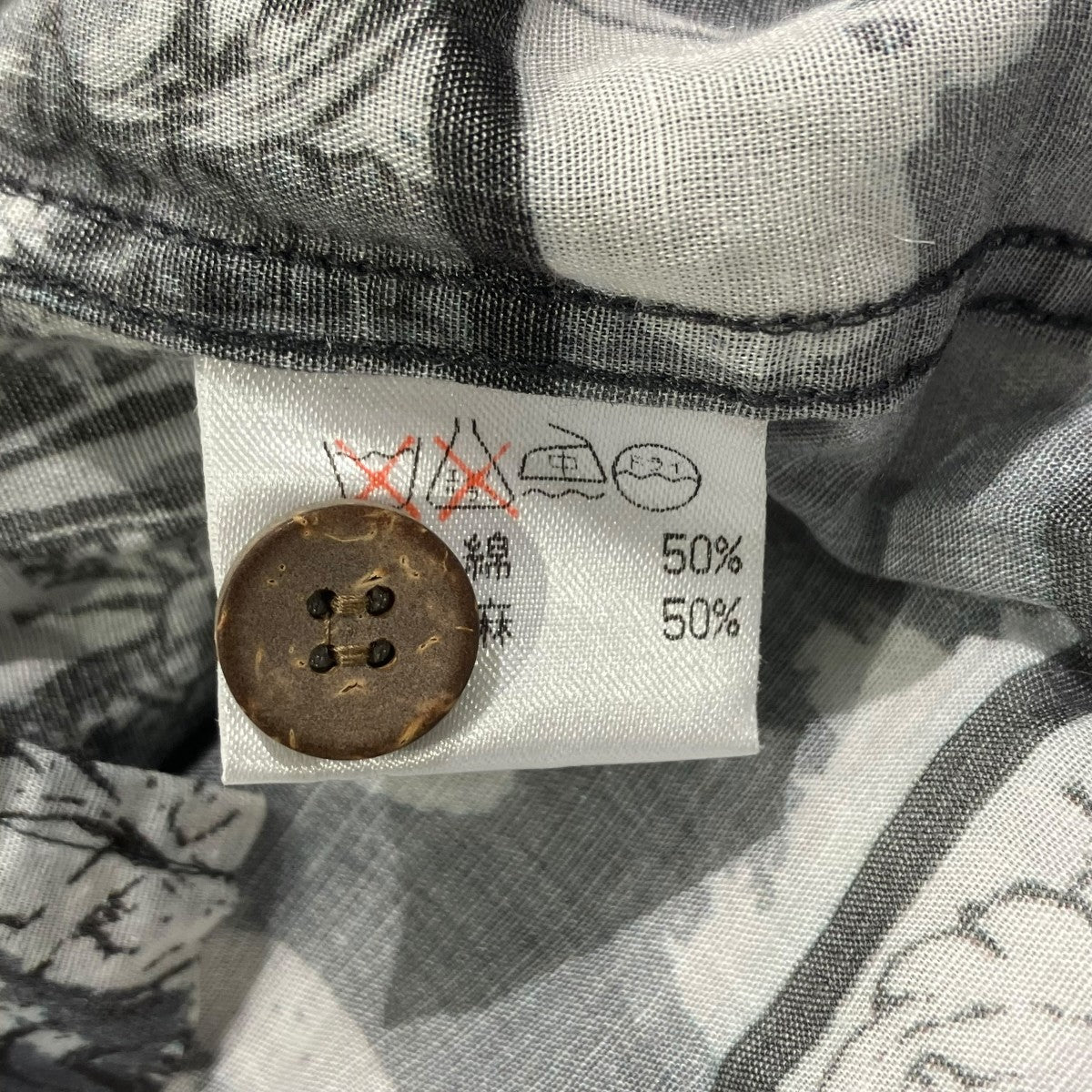 ISSEY MIYAKE MEN コットンリネン総柄アロハシャツ VINTAGE総柄シャツME61-FJ075 古着・中古-6枚目のアイテム画像