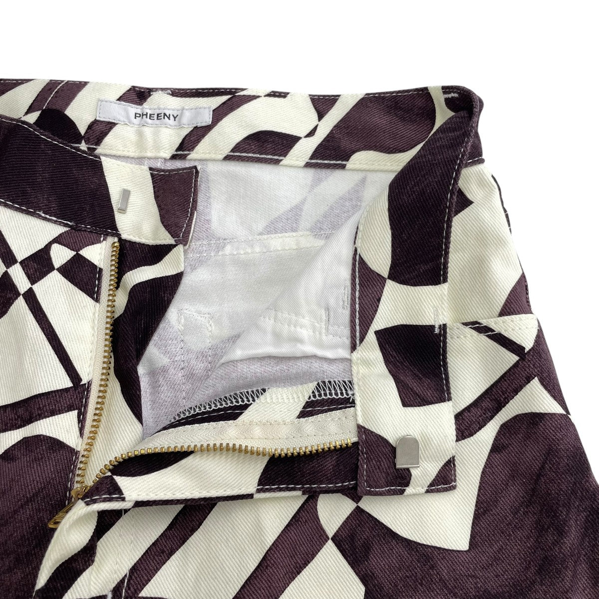 PHEENY DRILL LEAF PRINT HIGH WAIST PANTSパンツPS22-PT01 古着・中古-3枚目のアイテム画像