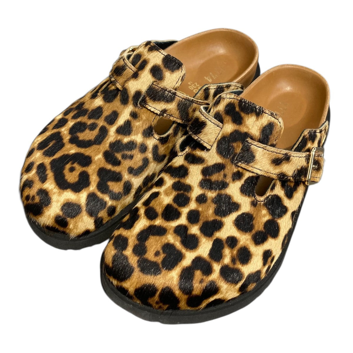 BIRKENSTOCK 1774 ボストン ファー クロッグ レオパードサンダル 古着・中古-1枚目のアイテム画像