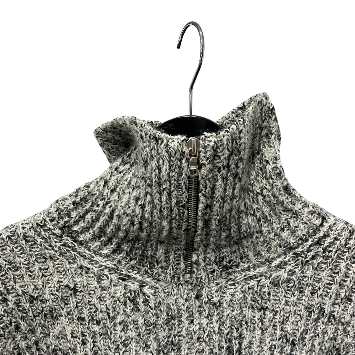 WOOL BABY ALPACA MIX RIB KINT ZIP TURTLEニットA22AP01BL