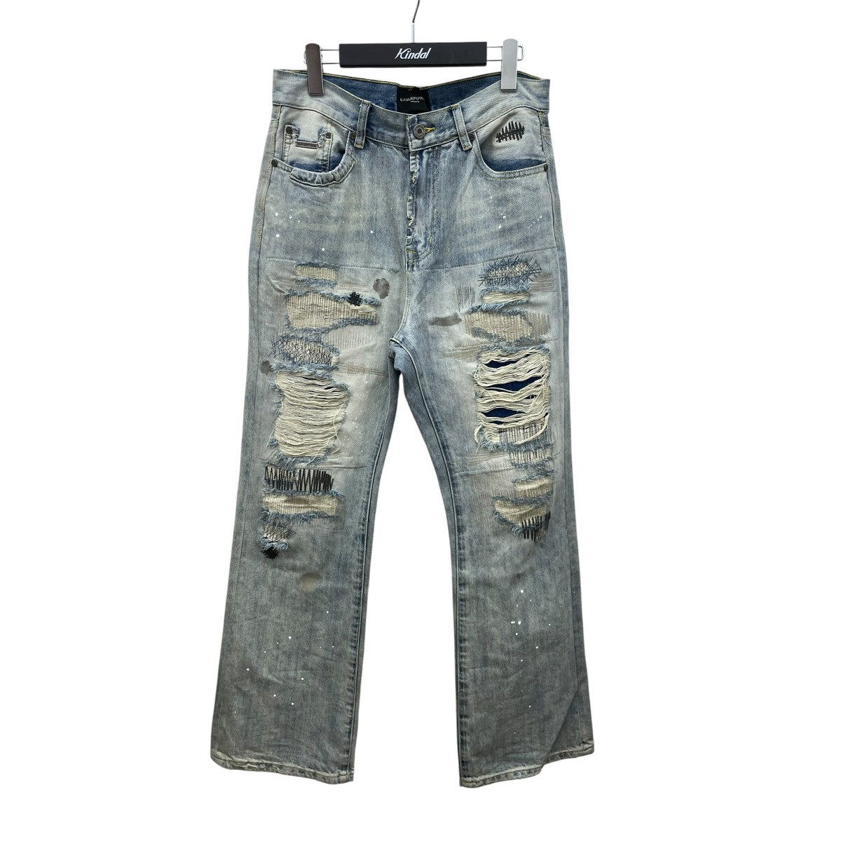 EPOWER Micro Boob Distressed Dirty Wash Ripped Jeansデニムパンツ 古着・中古-1枚目のアイテム画像
