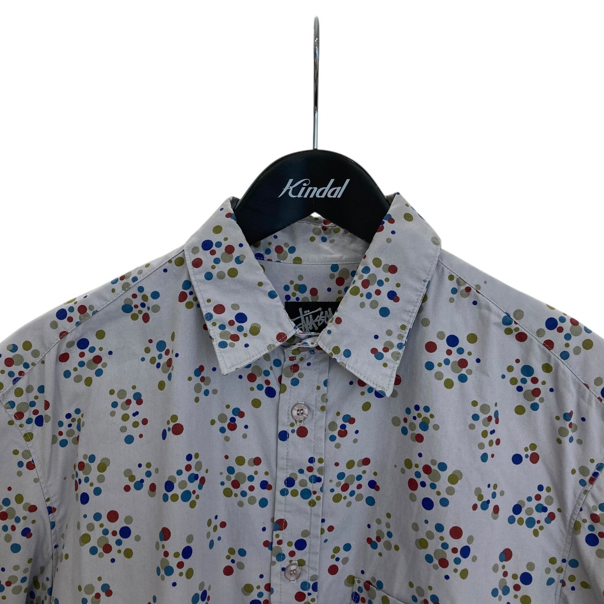 stussy 90s USA製ドット柄半袖シャツ 古着・中古-3枚目のアイテム画像