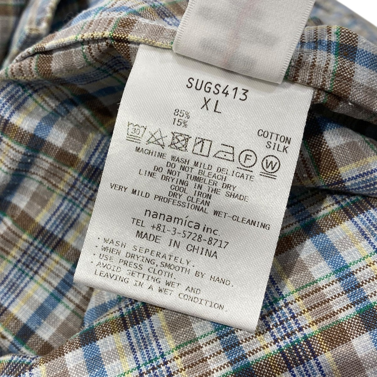 Cotton Silk Euro Check Shirtチェック長袖シャツSUGS413