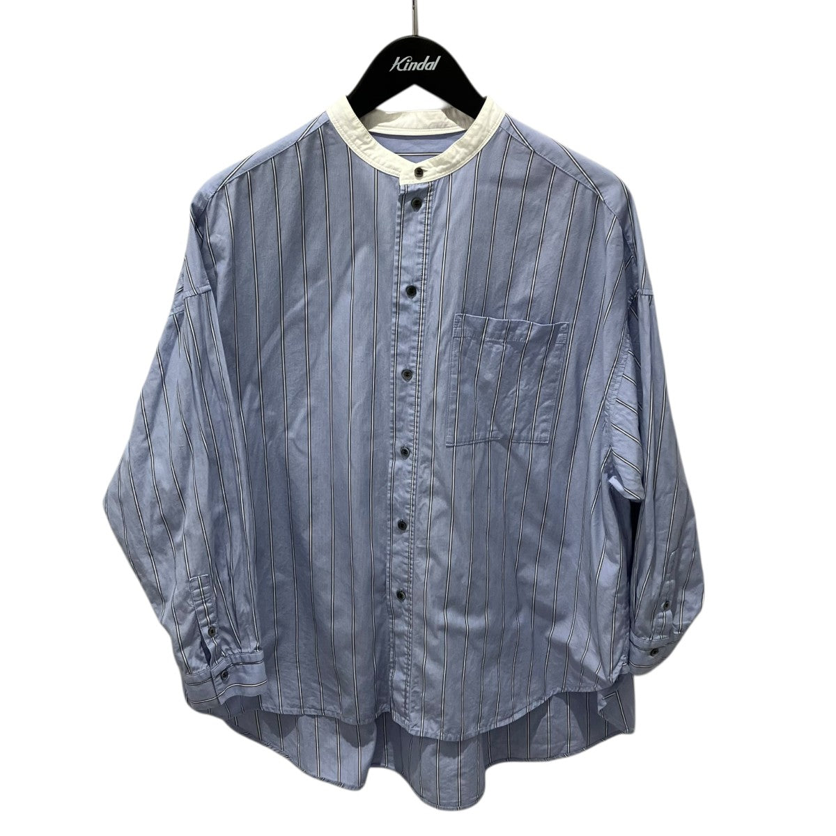 nest Robe コットン先染めストライプクレリックオーバーシャツストライプシャツ01223-1024 古着・中古-1枚目のアイテム画像