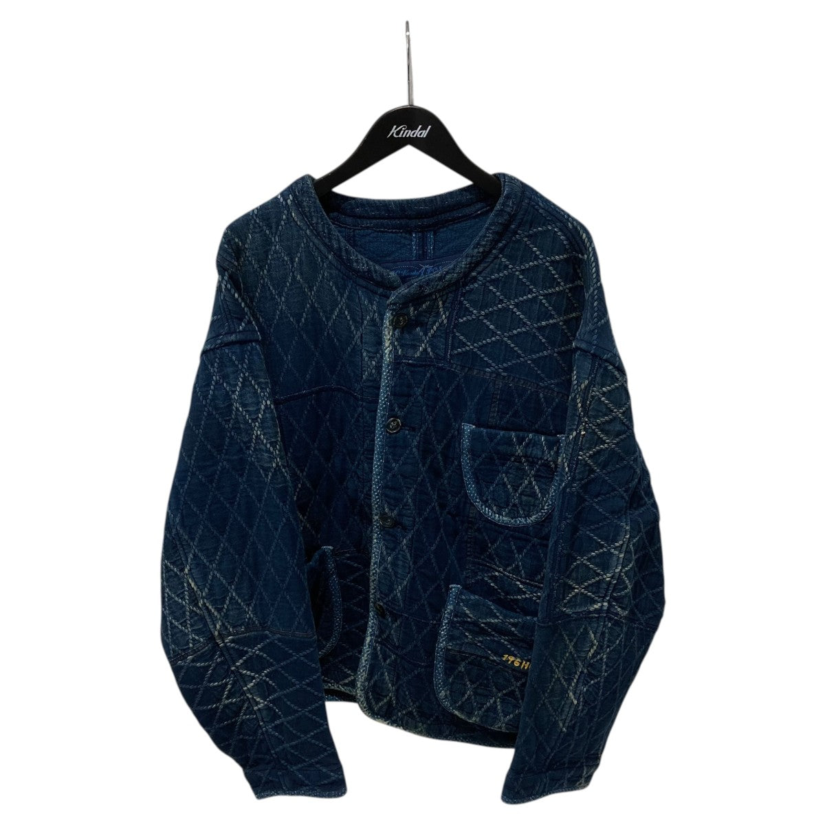 KENDO DIAMOND PATTERN PATCHWORK NO-COLLAR JACKETノーカラージャケット