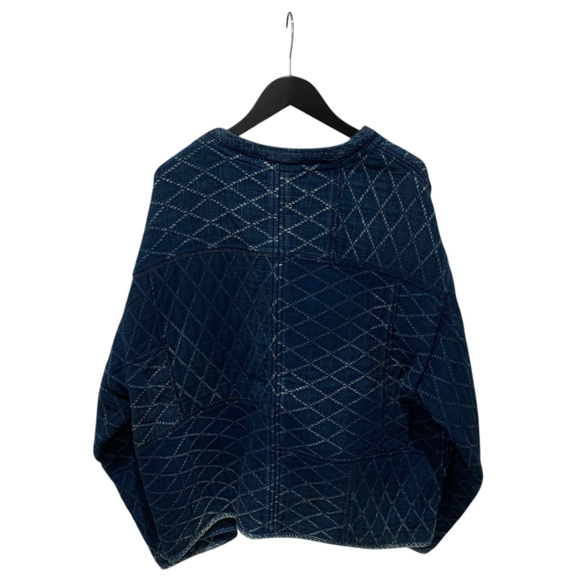 KENDO DIAMOND PATTERN PATCHWORK NO-COLLAR JACKETノーカラージャケット