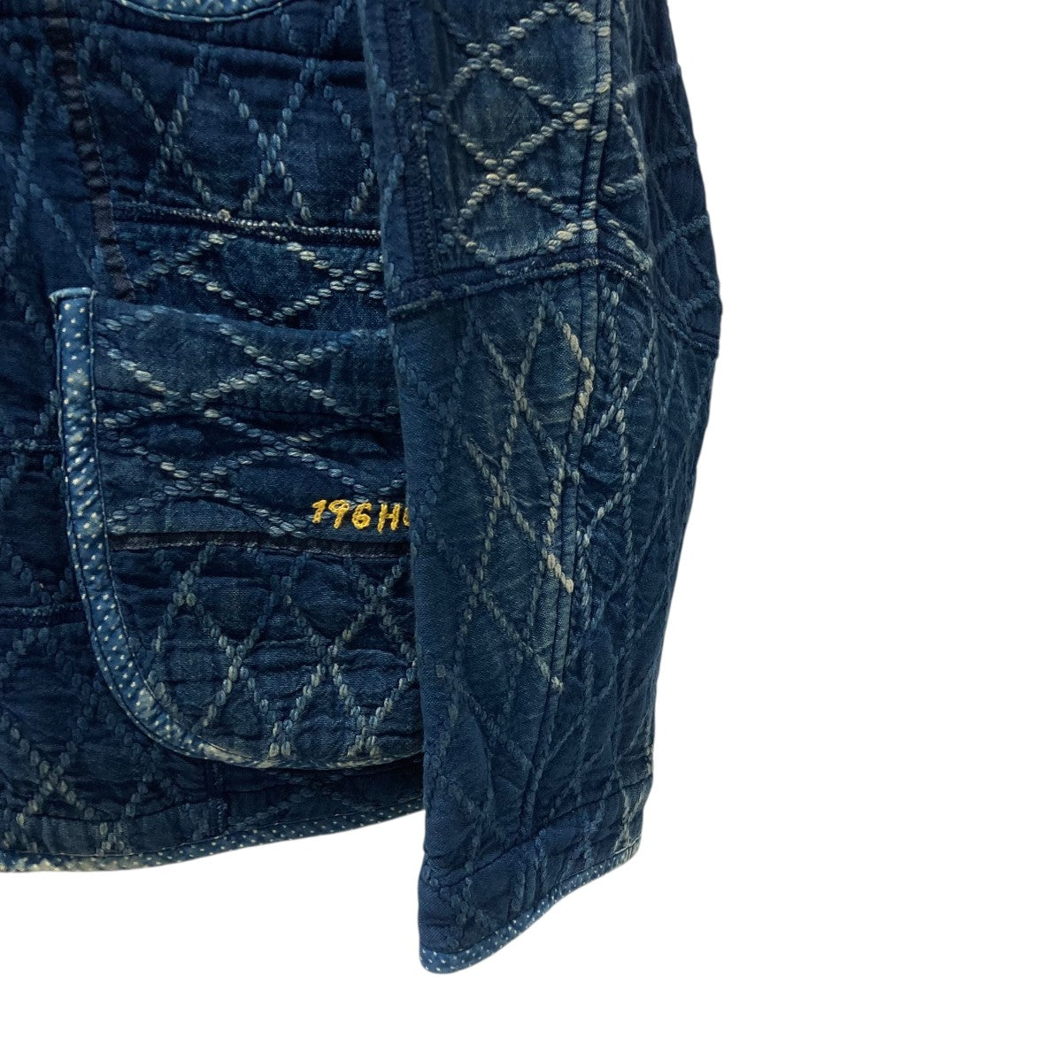 KENDO DIAMOND PATTERN PATCHWORK NO-COLLAR JACKETノーカラージャケット