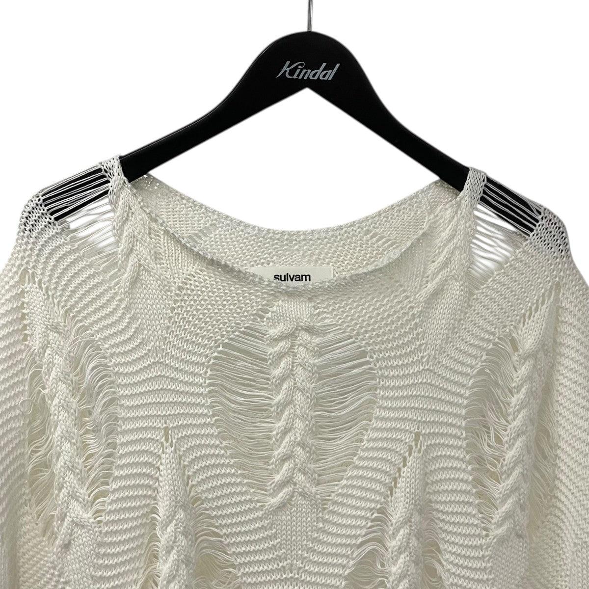 sulvam Yarn no sleeve Knit ヤーンノースリーブニット ダメージ加工ニットベストsp-k06-850 古着・中古-3枚目のアイテム画像