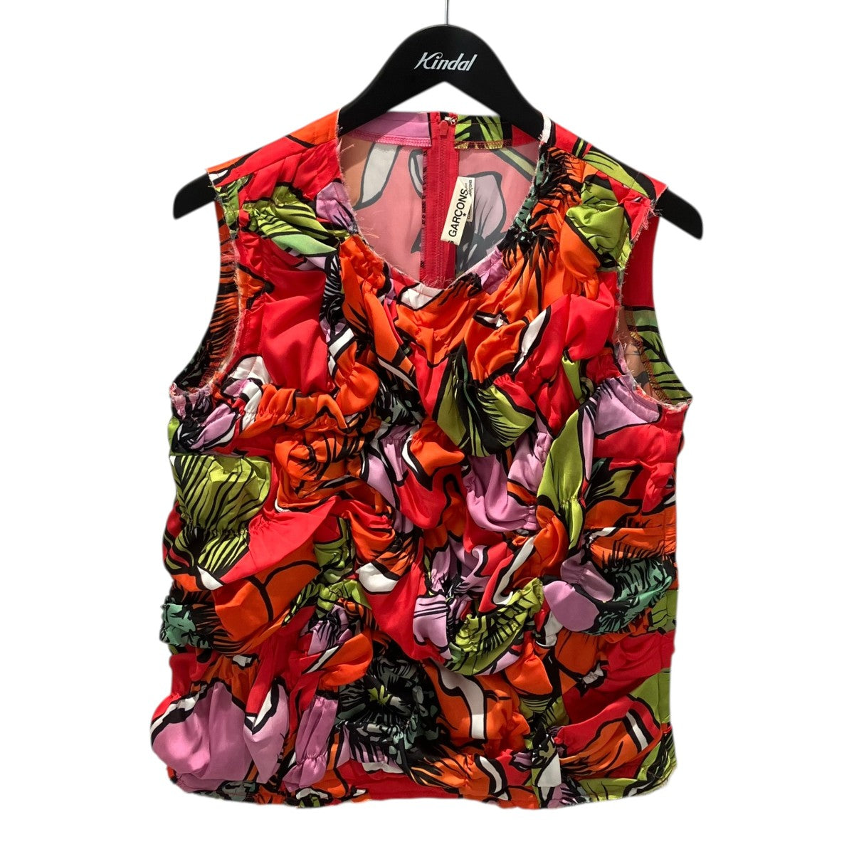 COMME des GARCONS 24SSGM-B005 FLOWERS PRINTED SATIN TOPノースリーブシャツ 古着・中古-1枚目のアイテム画像