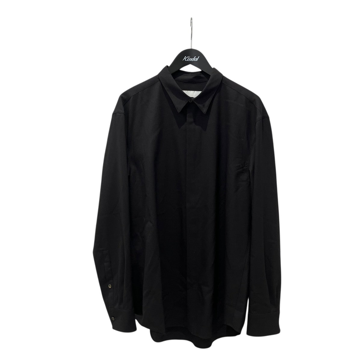 OVERCOAT DROPPED SHOULDER TOP WITH SHIRT COLLAR IN WOOL SHIRTINGF23T01-NKWS 古着・中古-1枚目のアイテム画像