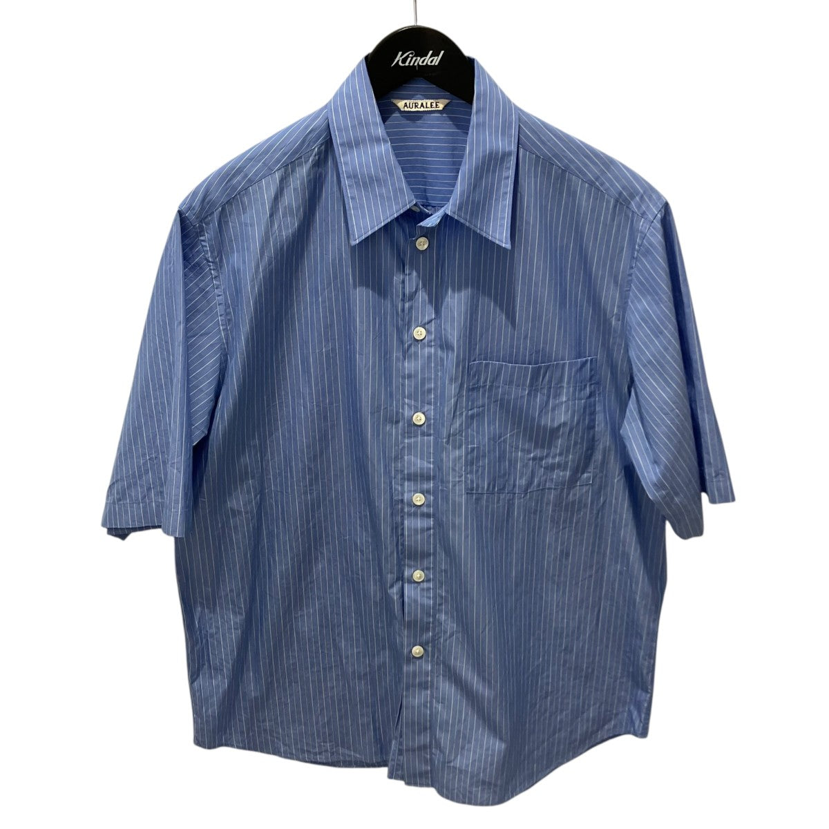 AURALEE 25SSSUVIN HIGH COUNT CLOTH STRIPE HALF SLEEVED SHIRT半袖シャツA25SS02SS 古着・中古-1枚目のアイテム画像