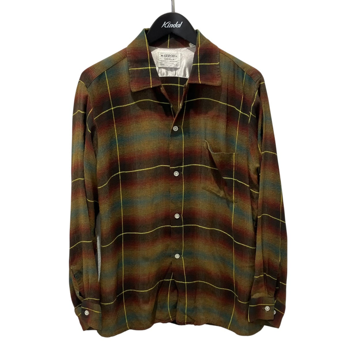 ARROW 60s Shadow Plaid Long Sleeve Rayon Shirt L長袖シャツ7485CA8 古着・中古-1枚目のアイテム画像