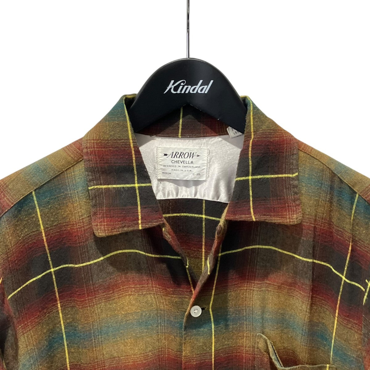 ARROW 60s Shadow Plaid Long Sleeve Rayon Shirt L長袖シャツ7485CA8 古着・中古-3枚目のアイテム画像
