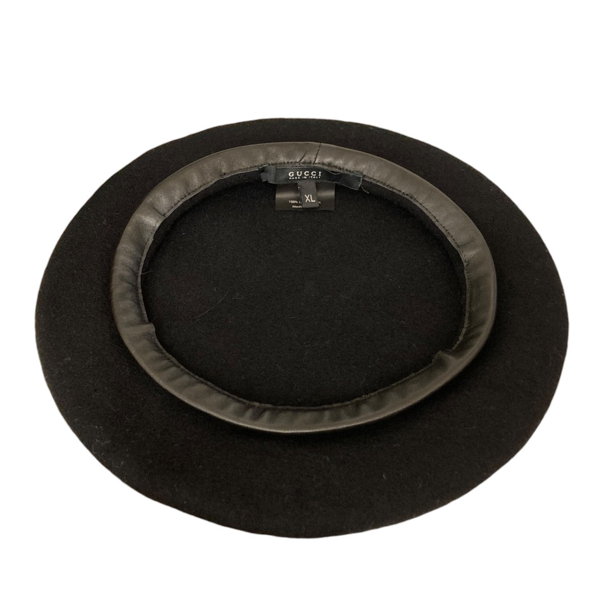 Wool Beret with Leather Trimベレー帽714343 D4HAR