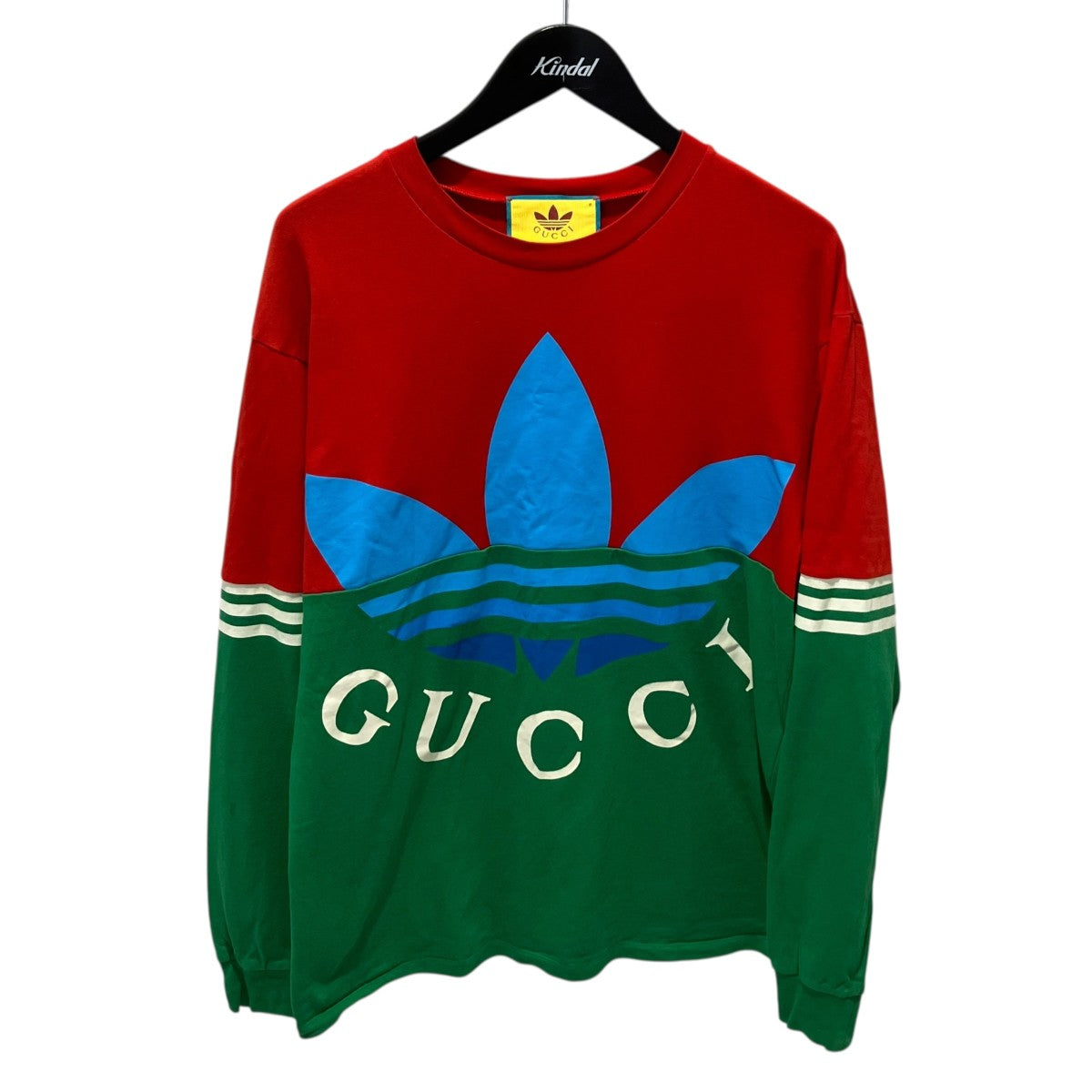 GUCCI×adidas トレフォイユロゴ バイカラーL S TEE長袖Tシャツ722947 古着・中古-1枚目のアイテム画像