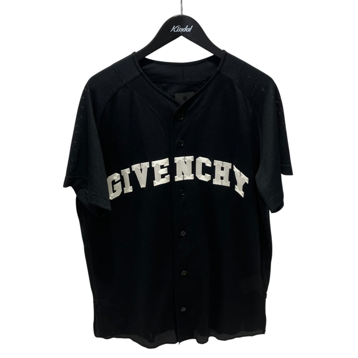 ジバンシー メッシュ カレッジ ベースボールシャツ 黒 ブラック GIVENCHY(ジバンシィ) メッシュベースボールシャツ半袖シャツ