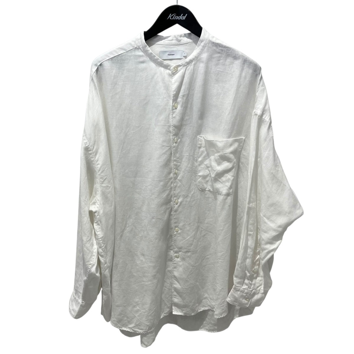 Graphpaper 長袖シャツGM222-50008 Linen L/S Oversized Band Collar Shirt 古着・中古-1枚目のアイテム画像