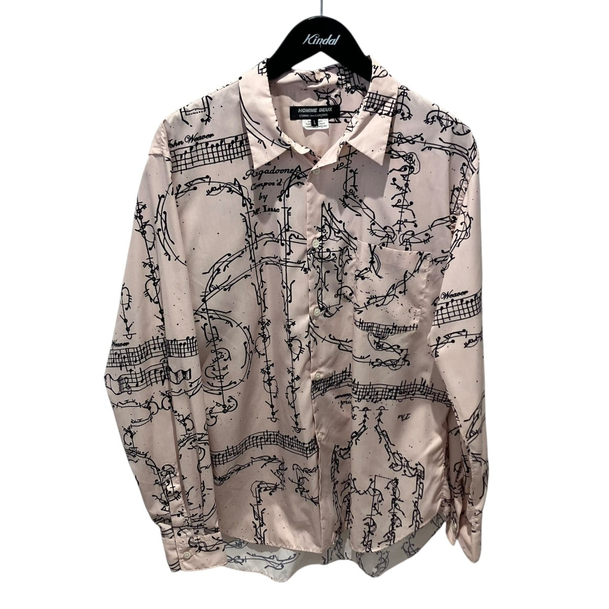 COMME des GARCONS HOMME DEUX 音符柄 総柄シャツ総柄シャツDE-B059 古着・中古-1枚目のアイテム画像