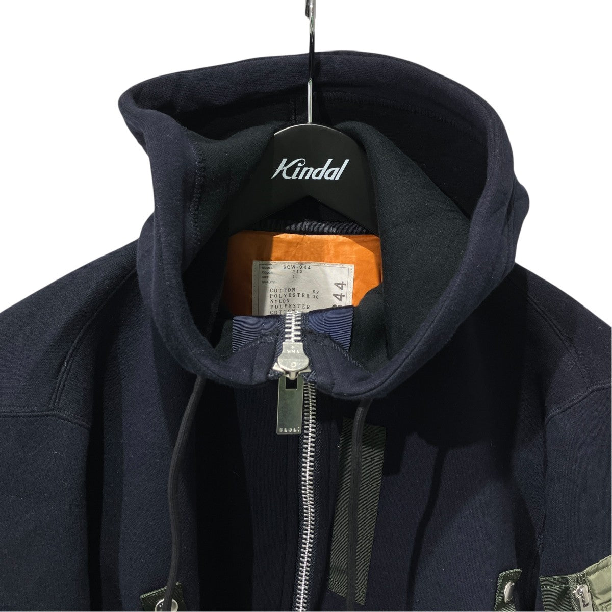 sacai 26SSSponge Sweat x Nylon Twill HoodieジップパーカーSCW-344 古着・中古-3枚目のアイテム画像