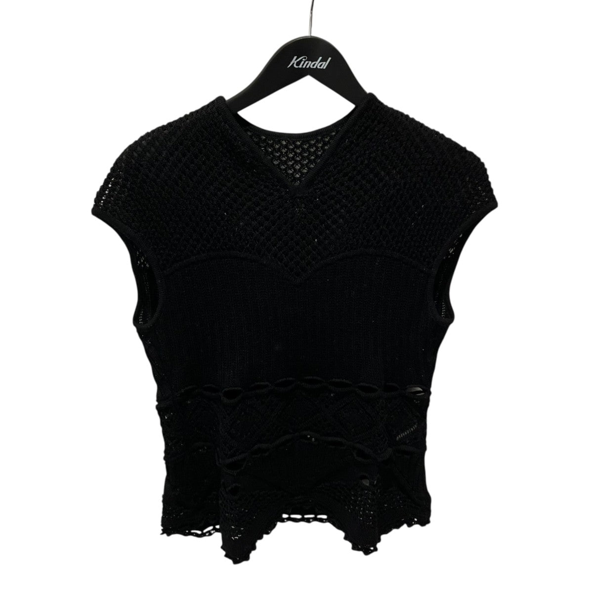 mame kurogouchi Cotton Lace Sleeveless Knitted TopニットベストMM24SS-KN507 古着・中古-1枚目のアイテム画像