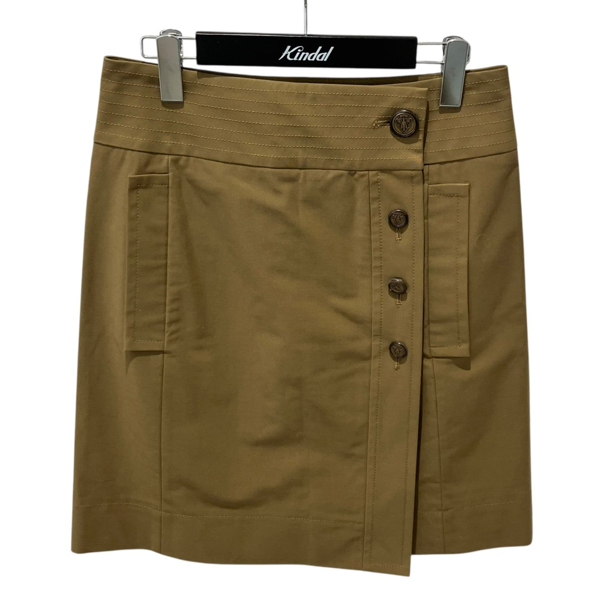 GUCCI 08年 DISTRESSED BROWN COTTON LOGO BUTTON DOWN MINI SKIRT200269 古着・中古-1枚目のアイテム画像